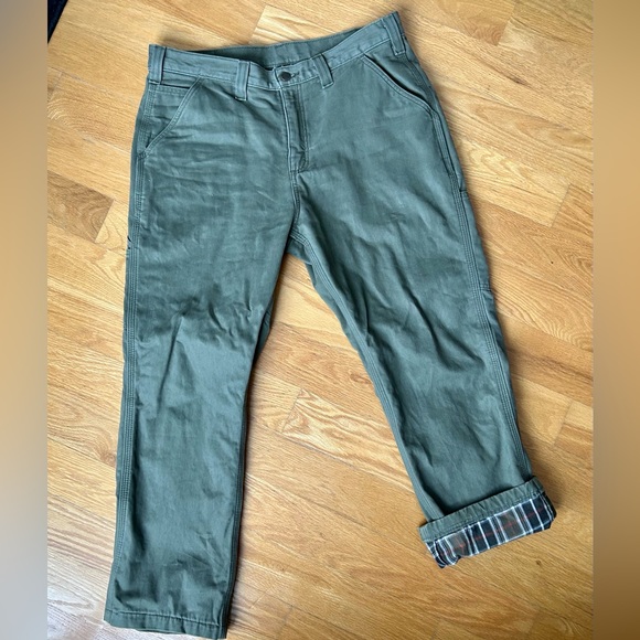 SOLD . Vintage Earth Tone Flannel Lined Carhartt Pants. - Picture 3 of 4